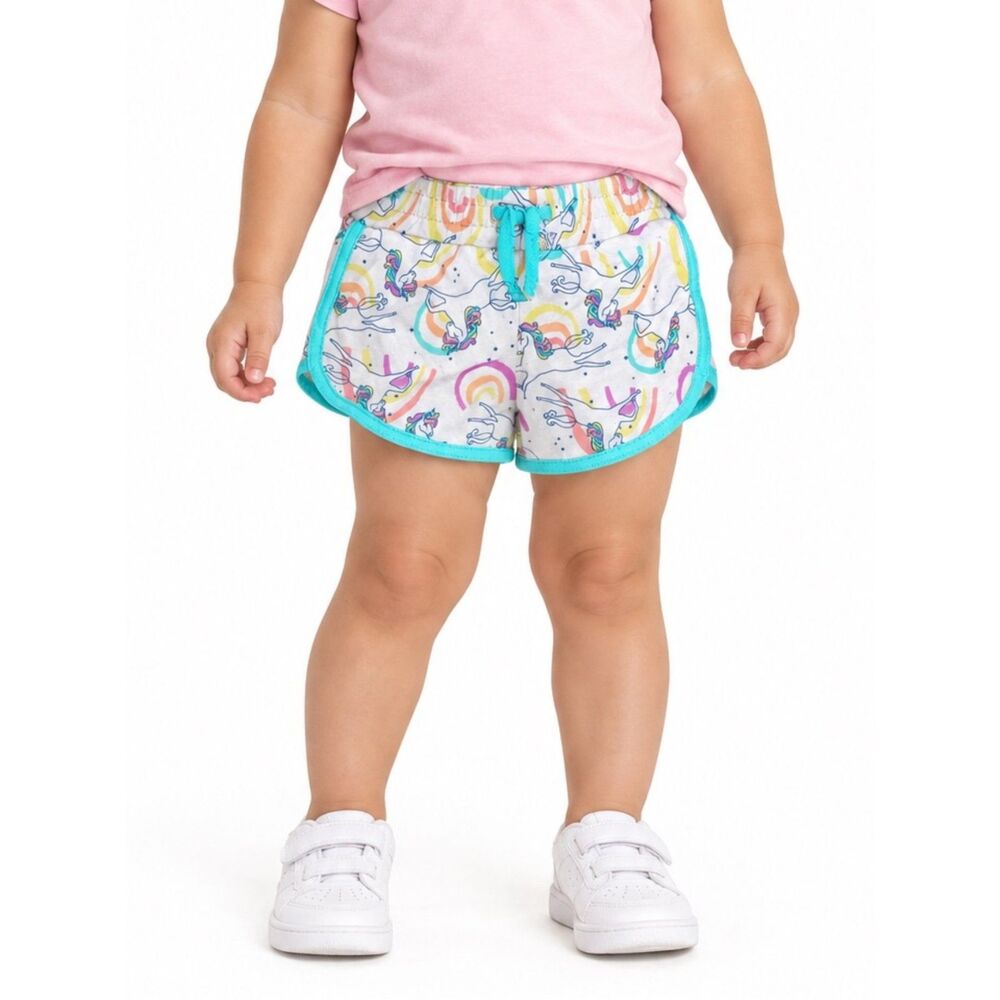 🔥 5 for $30 🔥 Member’s Mark Girls’ Unicorn Rainbow Print Play Shorts | 2T